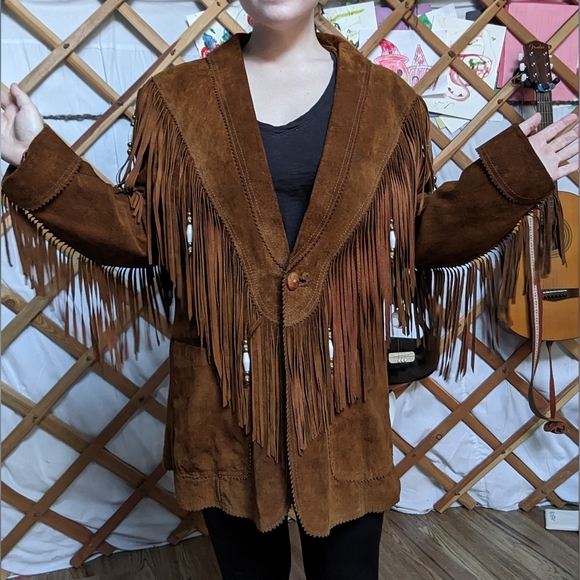 🍁 Vintage Leather Fringed Jacket - Made in Canada - Women’s Medium - Picture 2 of 11